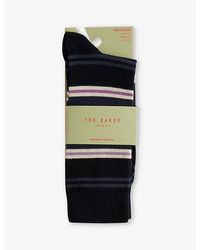 Ted Baker - Vy Sokksix Stripe-pattern Stretch Cotton-blend Socks - Lyst