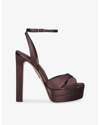 Aquazzura - Satin Divine Plateau Platform Sandals 130 - Lyst