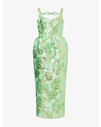 Huishan Zhang - Sidra Floral Jacquard Midi Dress - Lyst