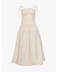 Amy Lynn - Alexa Puffed-Hem Stretch-Woven Midi Dress - Lyst