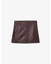 AllSaints - Renai Slim-Fit Mid-Rise Leather Mini Skirt - Lyst