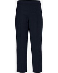 Vince - Pinched-seam Tapered-leg Mid-rise Stretch Linen-blend Trousers - Lyst