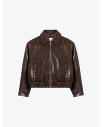 Claudie Pierlot - Collared Zip-Up Leather Jacket - Lyst