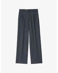 Sandro - Striped Straight-Leg Mid-Rise Stretch-Woven Trousers - Lyst