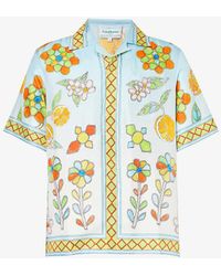 Casablancabrand - Yoruba Flowers Graphic-print Silk Shirt - Lyst