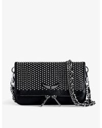 Zadig & Voltaire - Rock Nano Studded Leather Clutch Bag - Lyst