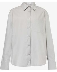 Frankie Shop - Brand-embroidered Patch-pocket Oversized Cotton-poplin Shirt - Lyst