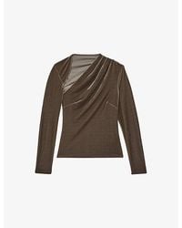 Reiss - Kassia Cut-Out Stretch-Velvet Top - Lyst