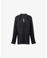 Rick Owens - Larry V-Neck Satin Shirt - Lyst
