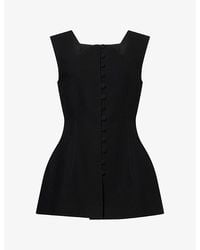 Mona Alshebil - Structured Button-Front Crepe Top - Lyst