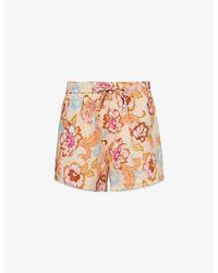 Seafolly - Spring Festival Graphic-print Mid-rise Linen Short - Lyst