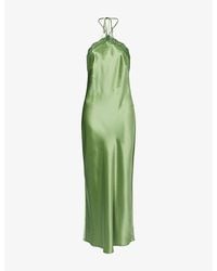 Reformation - Aara Halter-Neck Silk Midi Dress - Lyst