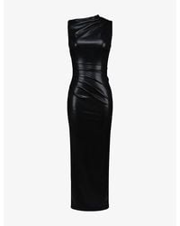 House Of Cb Sahara Sleeveless Form-Fitting Faux-Leather Maxi Dress in  Purple | Lyst