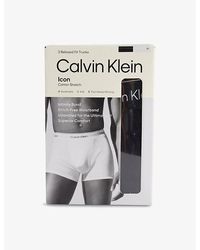 Calvin Klein - Icon Logo-Waistband Pack Of Three Stretch-Cotton Trunks - Lyst