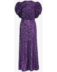 ROTATE BIRGER CHRISTENSEN - Puffed-sleeve Open-back Sequin Embellished Recycled-polyester Midi Dress - Lyst