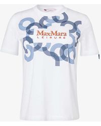 Max Mara - Obliqua Brand-embroidered Cotton-jersey T-shirt X - Lyst