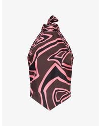 PUCCI - Patterned Halterneck Silk Top - Lyst