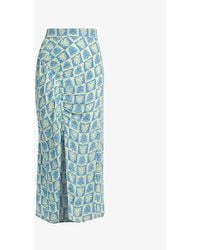 Whistles - Cleo Ruched Detail Woven Midi Skirt - Lyst