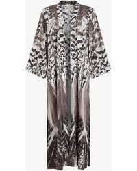AllSaints - Carine Sierra Graphic-print Stretch Woven Kimono - Lyst