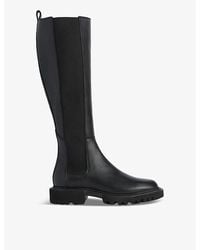 AllSaints - Maeve Slip-On Flat Leather Knee-High Boots - Lyst