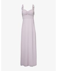 Six Stories - Tie-Strap Sweetheart-Neck Chiffon Maxi Dress - Lyst