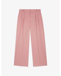 The Kooples - Pleated-Front Wide-Leg High-Rise Lyocell, Linen And Cotton Trousers - Lyst