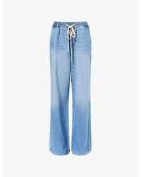 7 For All Mankind - Pull On Wide-Leg Denim-Blend Trousers - Lyst