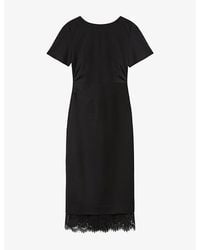 Whistles - Ponte Lace-Trim Crepe Midi Dress - Lyst