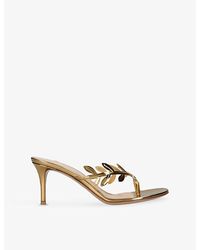 Gianvito Rossi - Flavia Leaf Heeled Leather Mules - Lyst