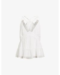 AllSaints - Rowen Lace-embroidered Relaxed-fit Woven Cami Top - Lyst