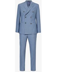 Emporio Armani - Stripe-print Double-breasted Virgin-wool Suit - Lyst
