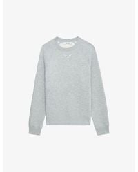Zadig & Voltaire - Upper Diamante-Embellished Wings Cotton-Blend Sweatshirt - Lyst