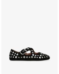 Alaïa - Criss Cross Stud-Embellished Suede Ballet Flats - Lyst