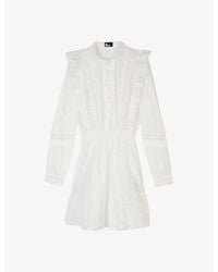 The Kooples - Long-sleeve Broderie-anglais Cotton Mini Dress - Lyst
