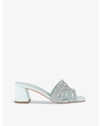 Gina - Pale Utah Embellished-Strap Leather Heeled Sandals - Lyst