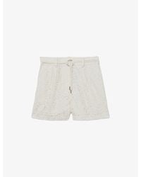 Reiss - Lori Belted-Waist Lace Shorts - Lyst