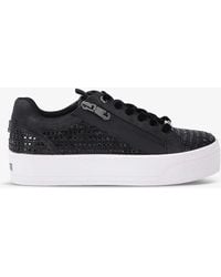 Carvela Kurt Geiger - Junior Zip Crystal-embellished Faux-leather Low-top Trainers - Lyst