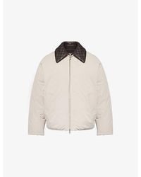 Bottega Veneta - Leather-Collar Relaxed-Fit Woven-Down Jacket - Lyst