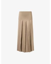 Alaïa - Pleated Silk-Blend Midi Skirt - Lyst
