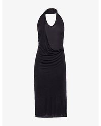Belle Anna - Duo Halterneck Wool-Blend Midi Dress - Lyst
