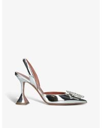 AMINA MUADDI - Begum Crystal-Embellished Leather Slingback Courts - Lyst