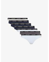 Calvin Klein - Icon Logo Pack Of Seven Stretch-Cotton Thongs - Lyst