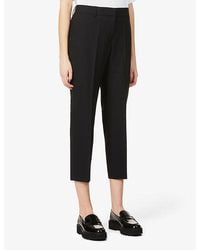 Theory - Treeca Cropped Slim-Leg Mid-Rise Stretch-Wool Trousers - Lyst