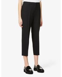 Theory - Treeca Cropped Slim-Leg Mid-Rise Stretch-Wool Trousers - Lyst