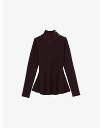 Reiss - Isabella Peplum-Hem Stretch-Knit Top - Lyst