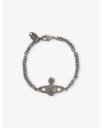 Vivienne Westwood - Mini Bas Relief Chain-Link Brass And Cubic Zirconia Bracelet - Lyst
