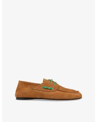 Sandro - Contrast-Lace Suede Boat Shoes - Lyst