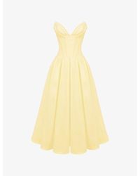 House Of Cb - Lady Plunge-Neck Stretch-Cotton Midi Dress - Lyst
