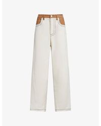 Marni - Two-tone Contrast-stitch Relaxed-fit Straight-leg Stretch-denim Jeans - Lyst