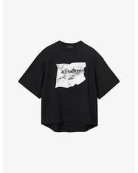 AllSaints - Amelie Scrunch Graphic-Print Short-Sleeve Cotton T-Shirt - Lyst